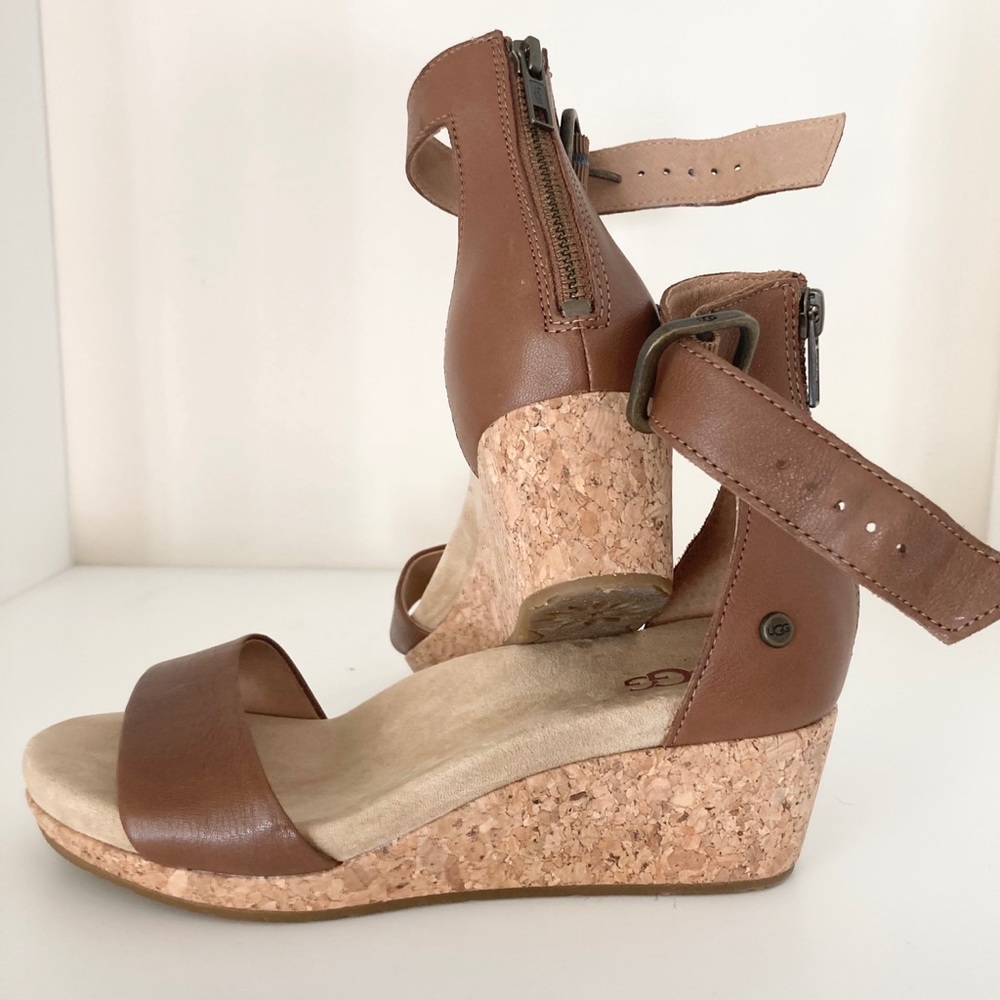 Ugg brown ankle strap platform sandals